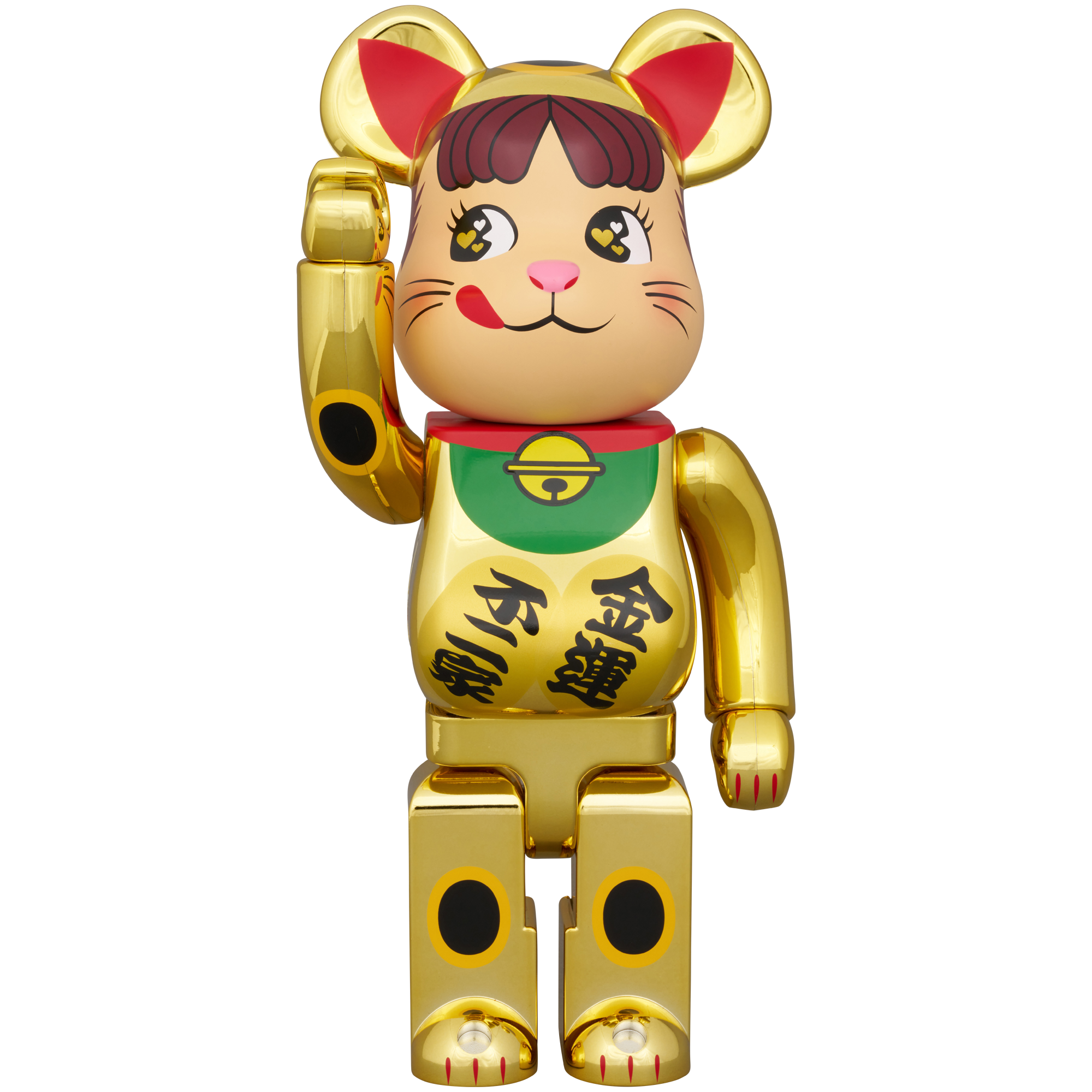 BE@RBRICK 招き猫 ペコちゃん 金運 ダブル小判 金メッキ 100％ & 400