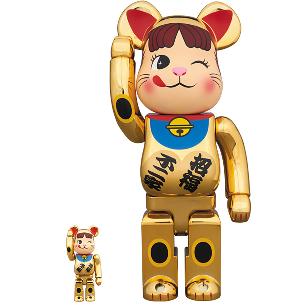 BE@RBRICK 招き猫 ペコちゃん 金メッキ弐 100％ ＆ 400％_0