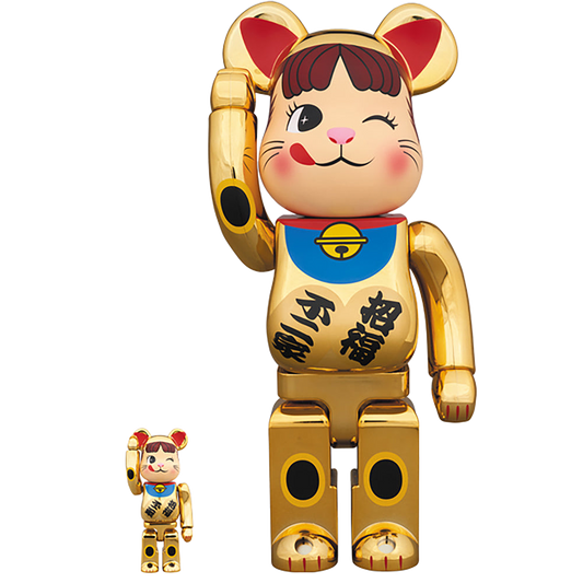BE@RBRICK 招き猫 ペコちゃん 金メッキ弐 100％ ＆ 400％