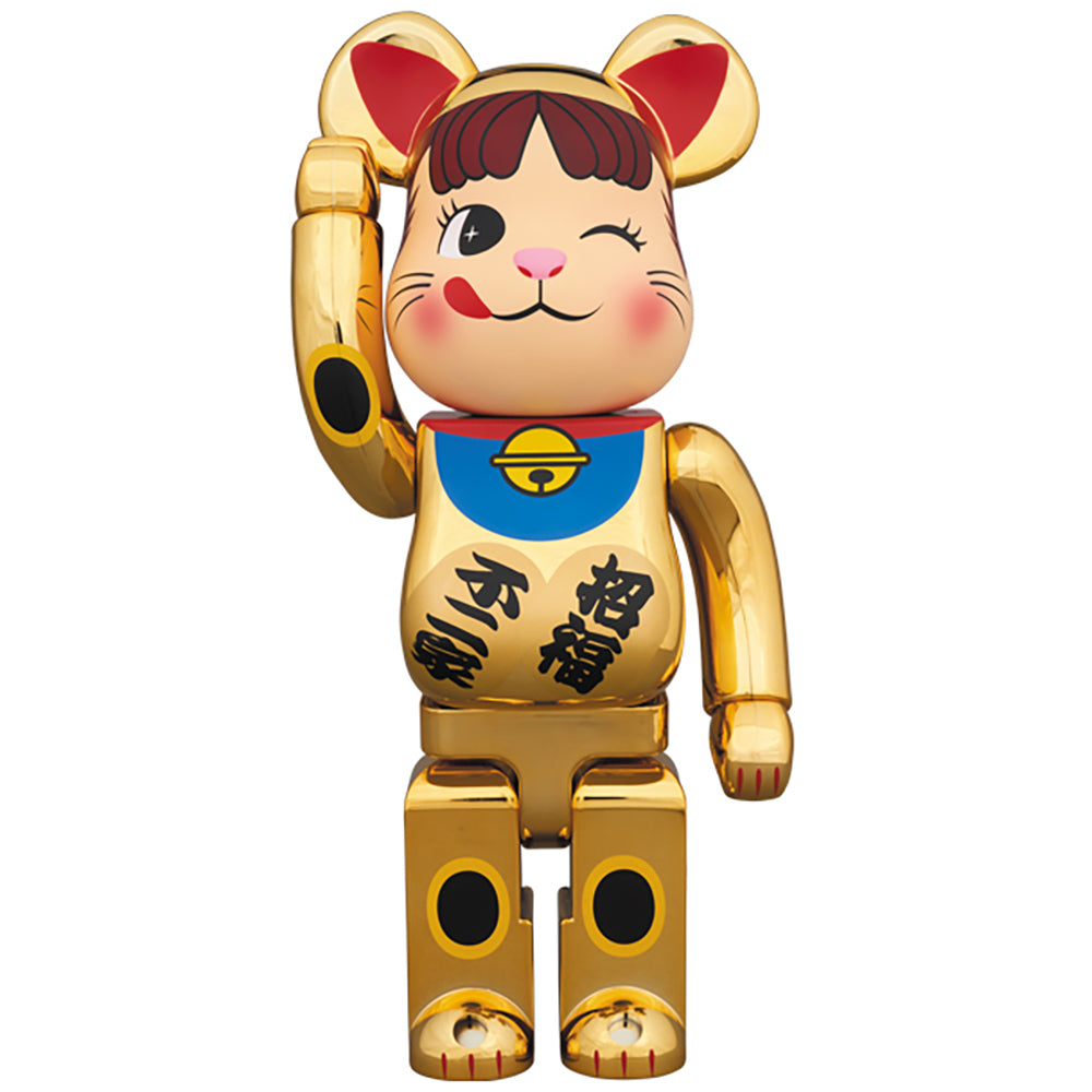 BE@RBRICK 招き猫 ペコちゃん 金メッキ弐 100％ ＆ 400％_3