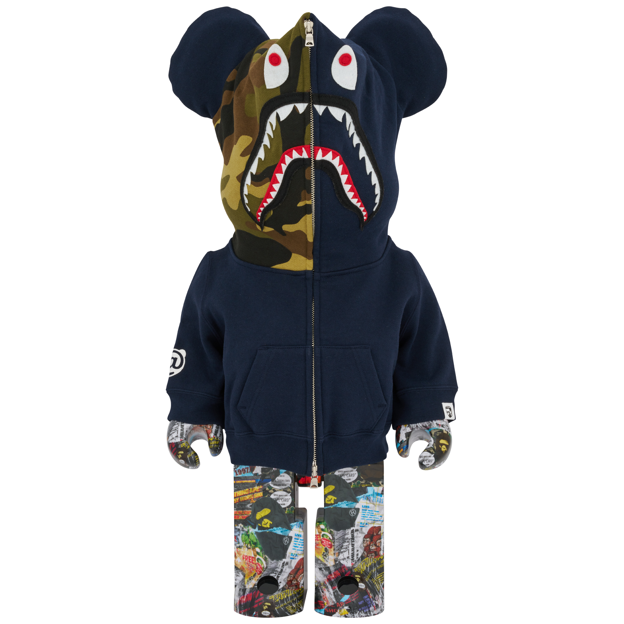 BE@RBRICK BAPE(R) LEGACY CAMO SHARK GRAY／RED／NAVY 1000％
