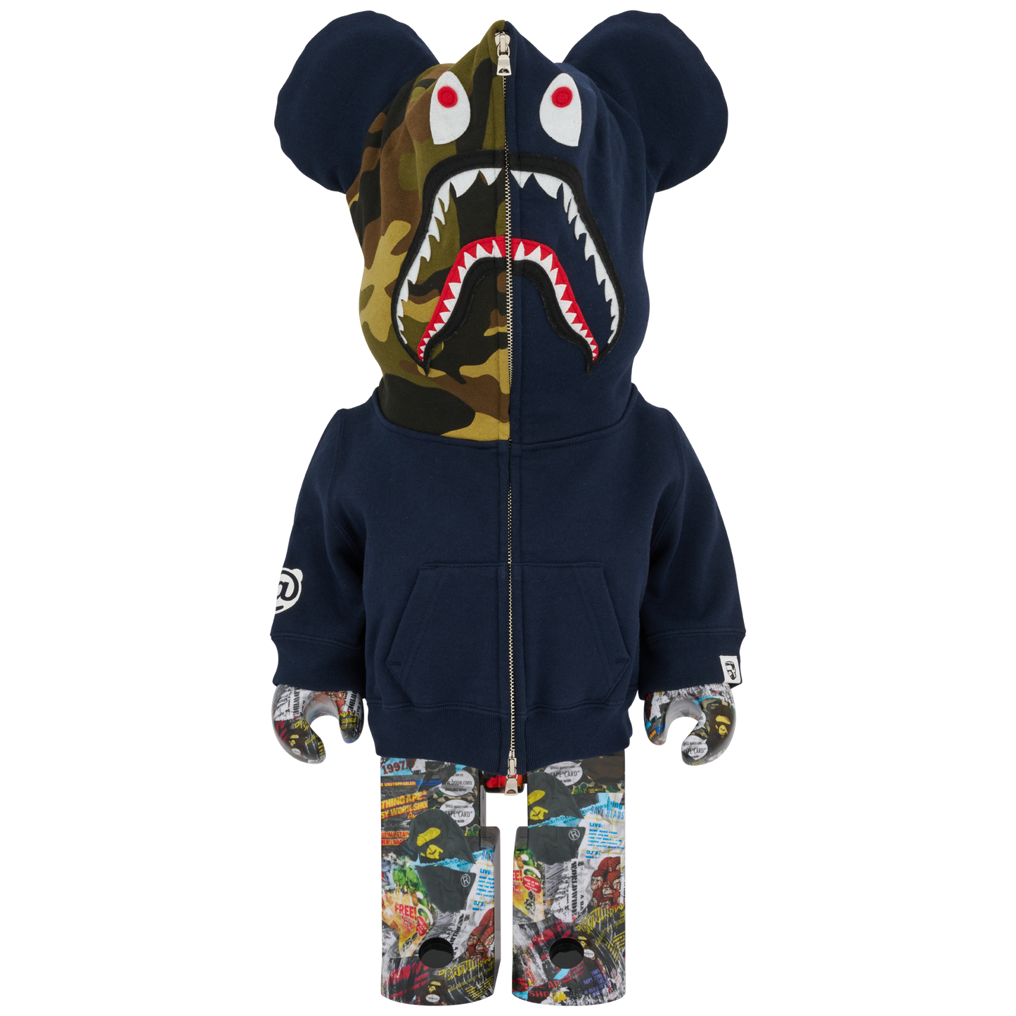 BE@RBRICK BAPE(R) LEGACY CAMO SHARK GRAY／RED／NAVY 1000％

