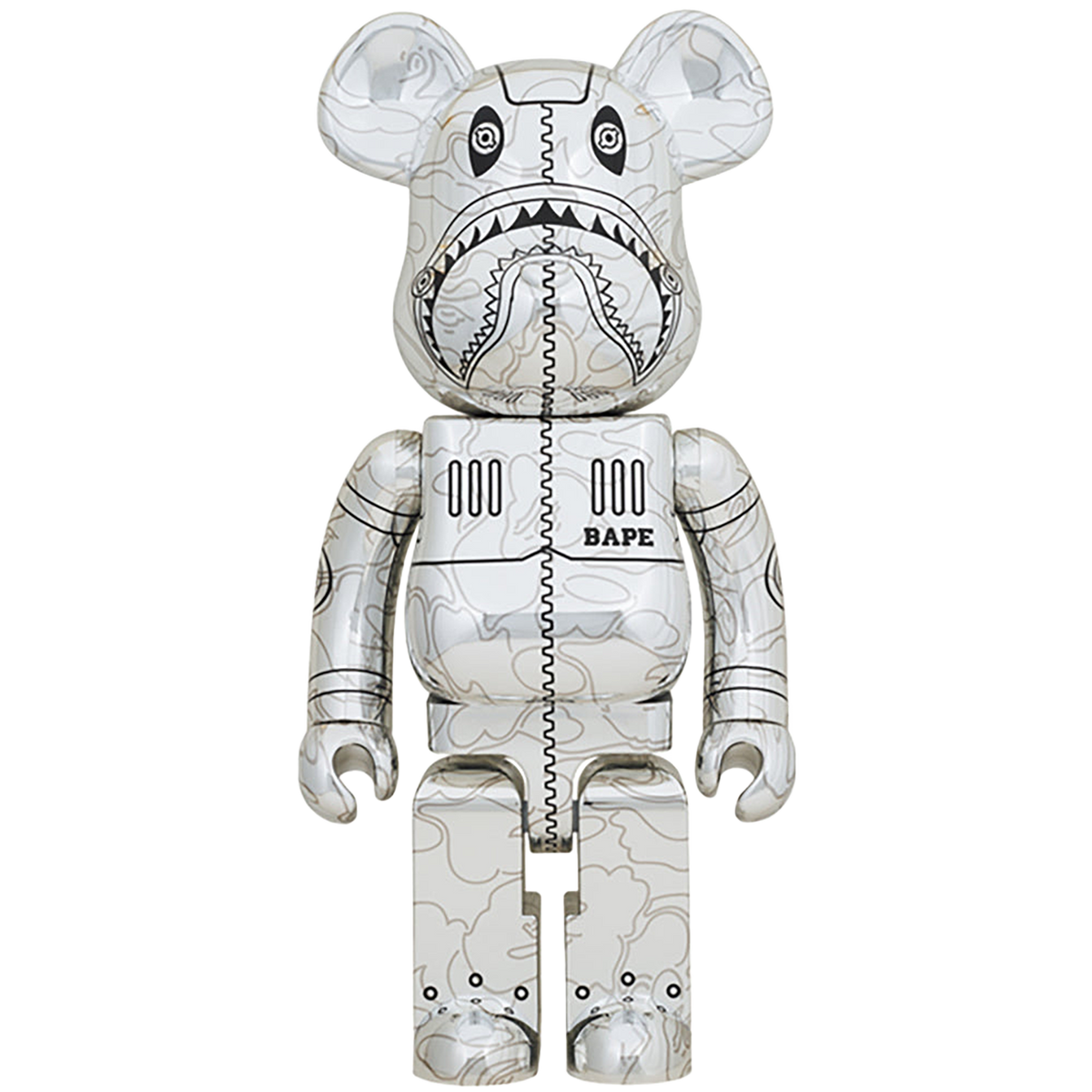 新品 ABC CAMO SHARK BE@RBRICK 1000% シルバー BE@RBRICK SORAYAMA × BAPE(R) CAMO SHARK 1000％ | MEDICOM TOY