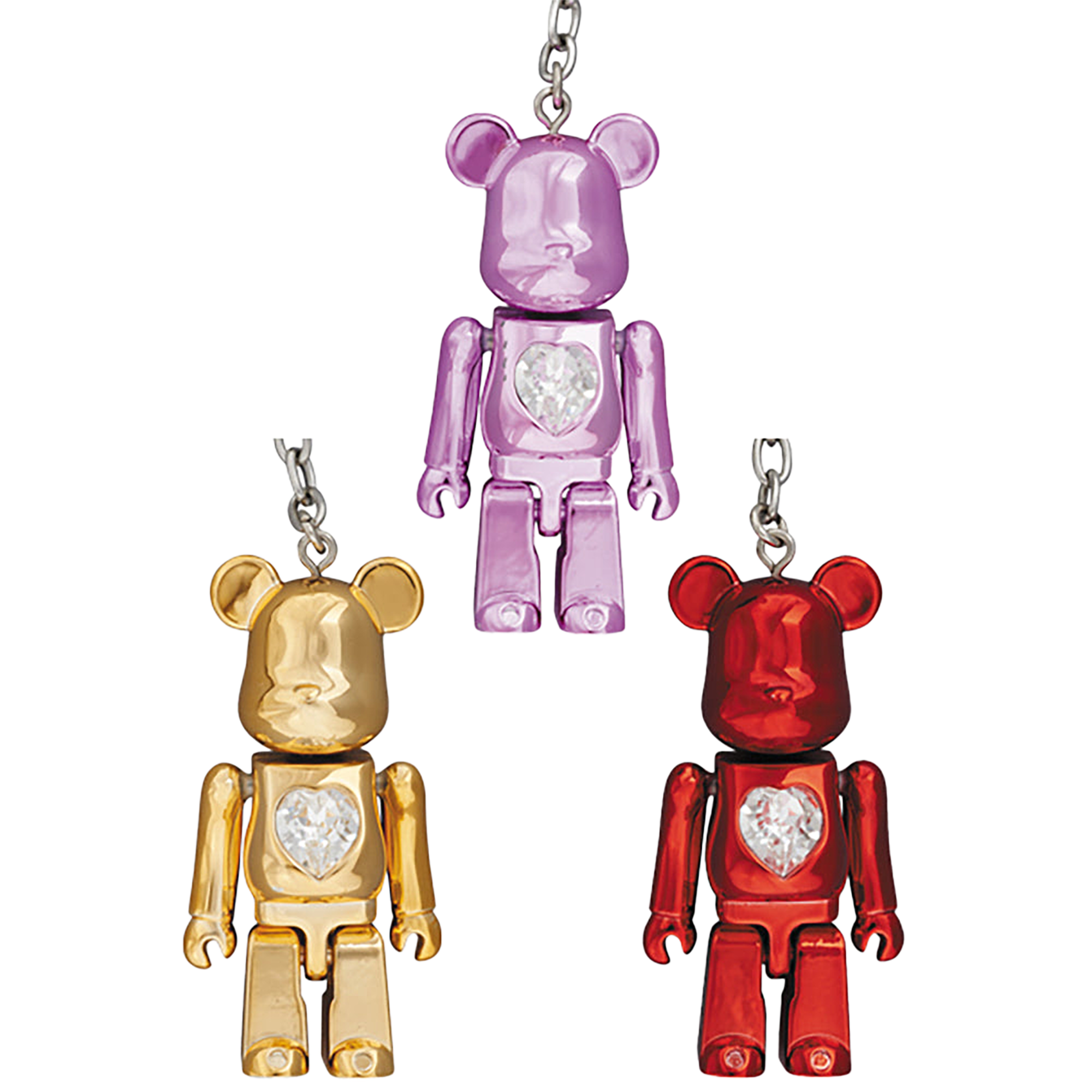 BE@RBRICK クリスタルハートメタルチャーム （ゴールド／ピンク／レッド）