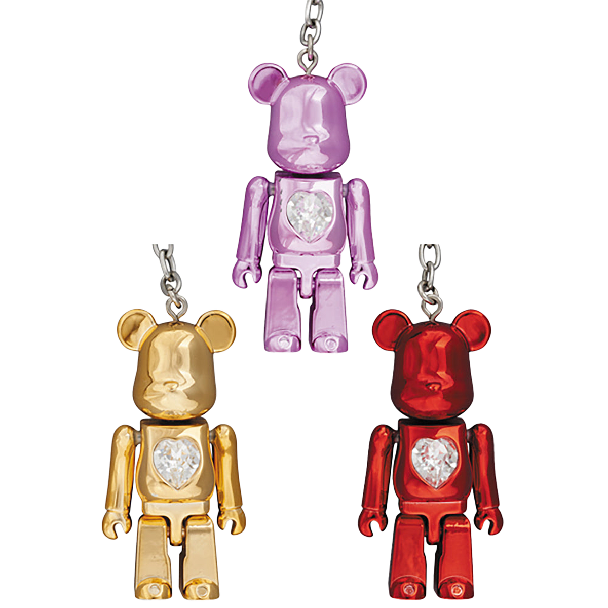 BE@RBRICK クリスタルハートメタルチャーム （ゴールド／ピンク／レッド）