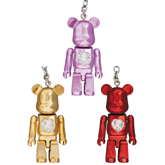 BE@RBRICK クリスタルハートメタルチャーム （ゴールド／ピンク／レッド）