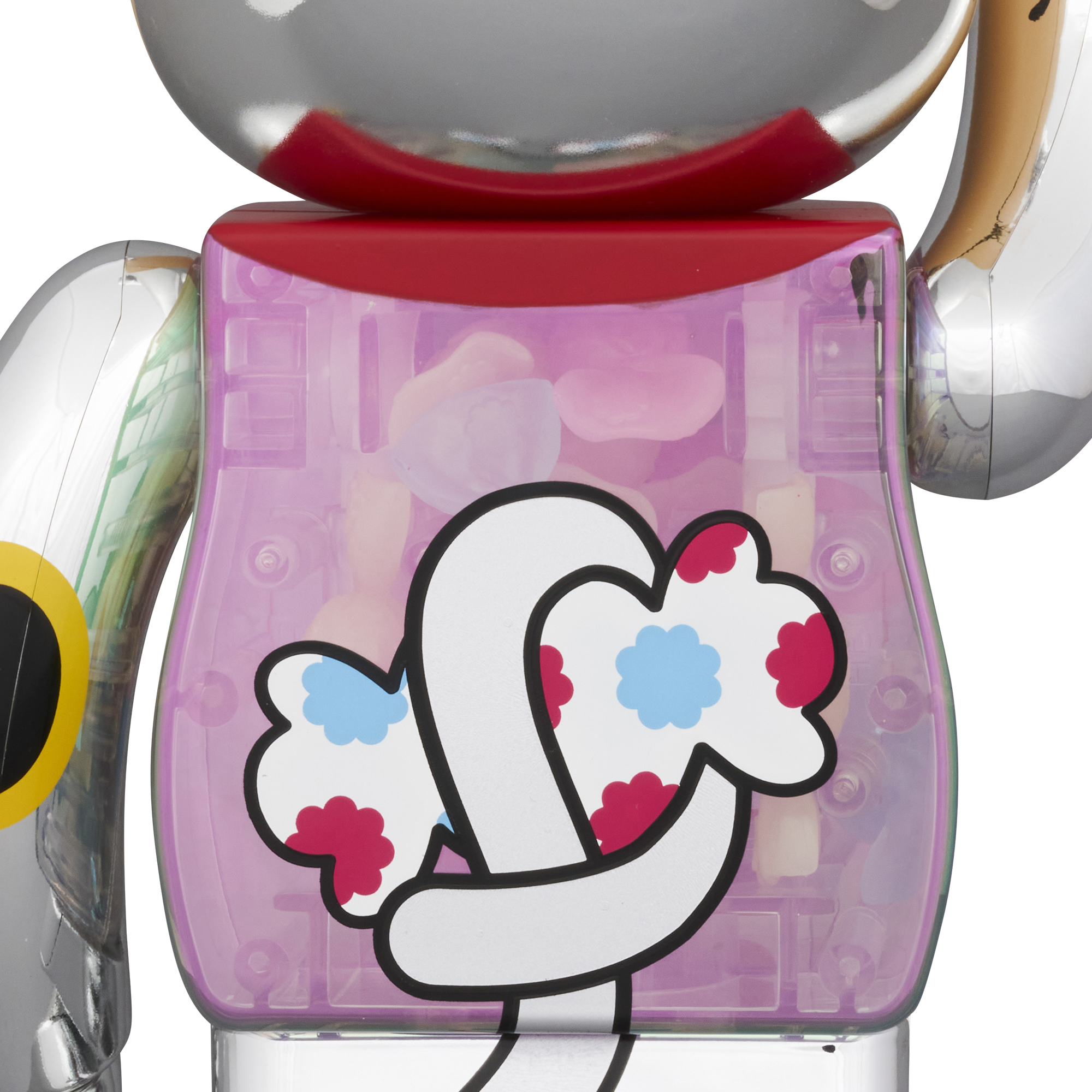 BE@RBRICK Manekineko Peko-chan Silver plated with luminescent milky 100％ & 400％ 
