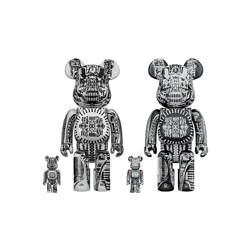 BE@RBRICK H.R.GIGER 100％ & 400％ WHITE CHROME Ver.／BLACK CHROME Ver._0