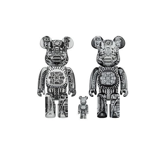 BE@RBRICK H.R.GIGER 100％ & 400％ WHITE CHROME Ver.／BLACK CHROME Ver.