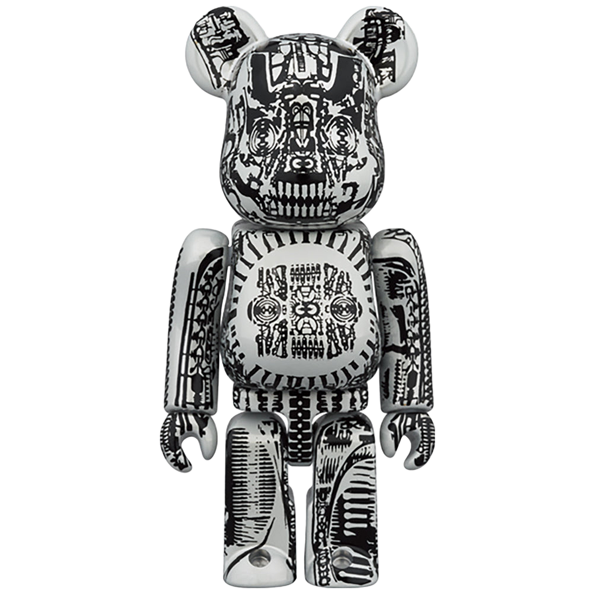 BE@RBRICK H.R.GIGER 100％ & 400％ WHITE CHROME Ver.／BLACK CHROME Ver.