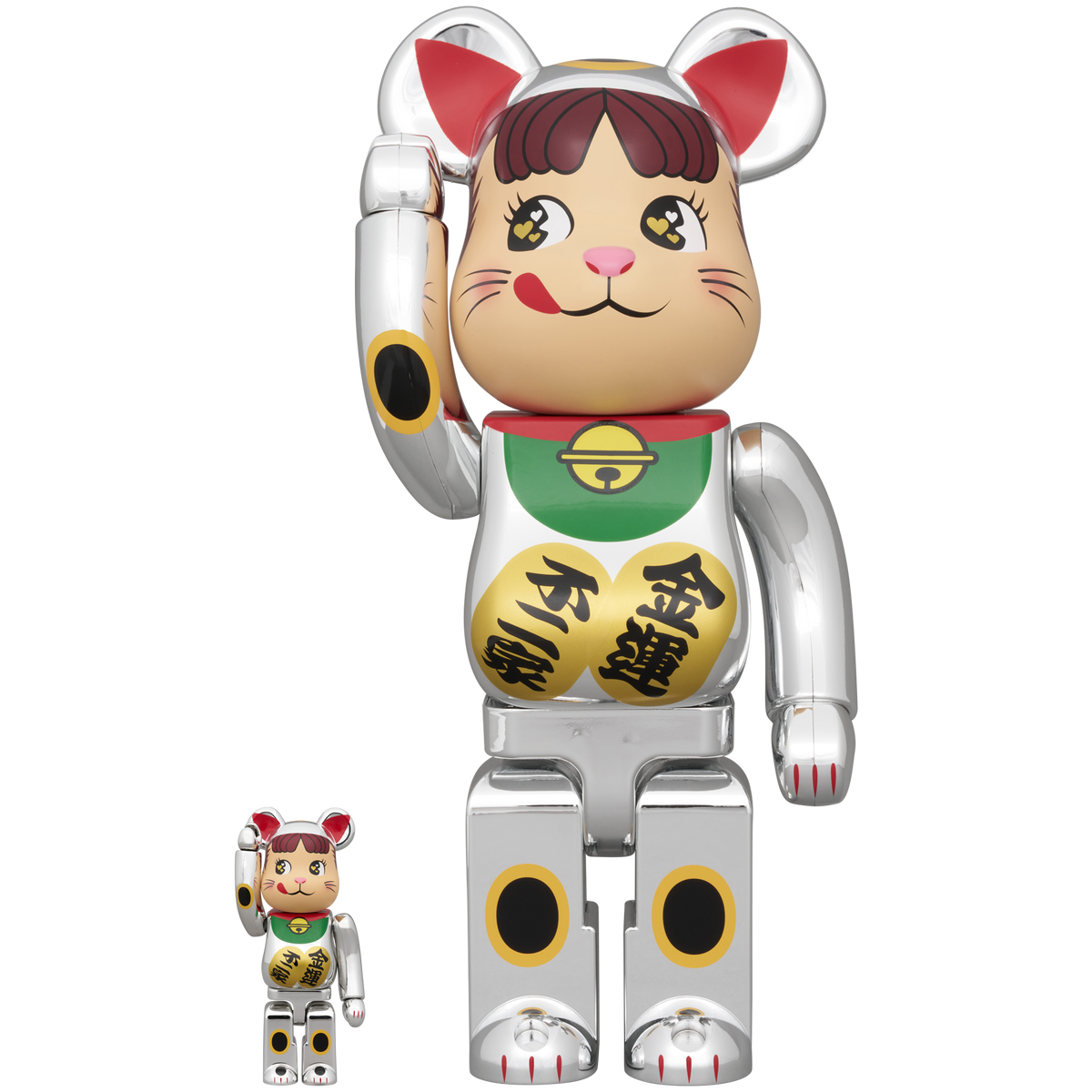 BE@RBRICK Lucky Cat Peko-chan Fortune Double Koban Silver Plating 100% & 400%
