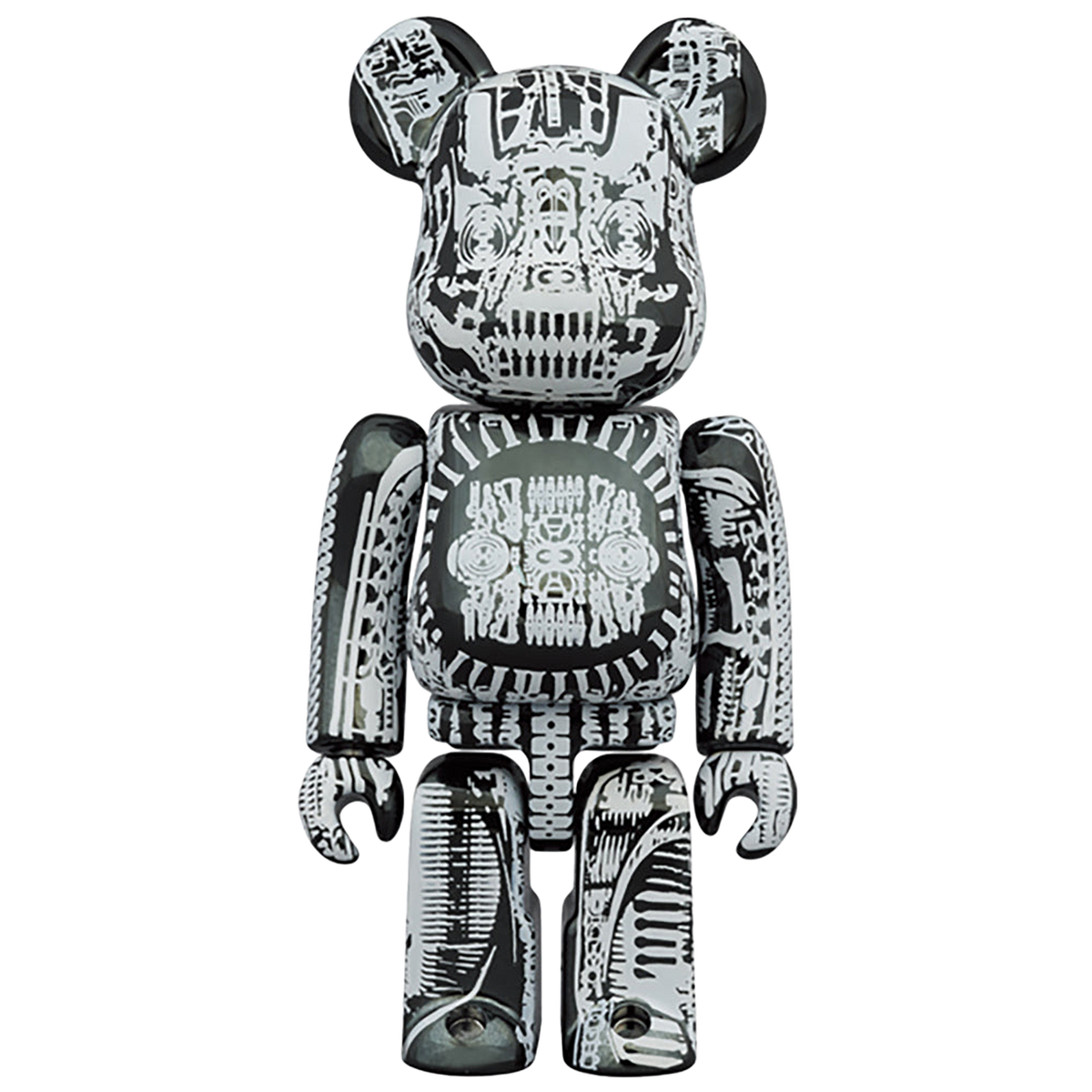BE@RBRICK H.R.GIGER 100％ & 400％ WHITE CHROME Ver.／BLACK CHROME Ver.