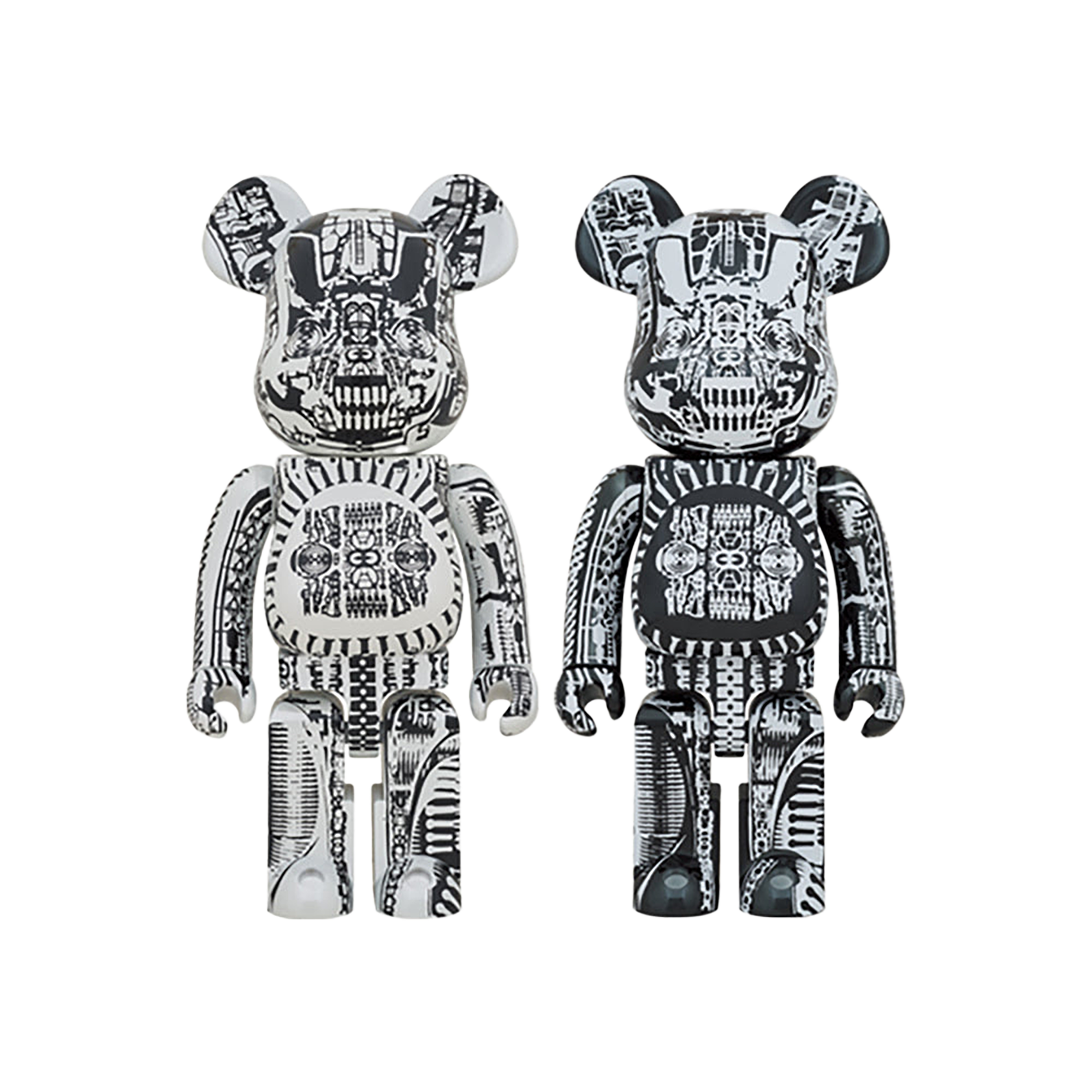 BE@RBRICK H.R.GIGER 1000％ WHITE CHROME Ver.／BLACK CHROME Ver.