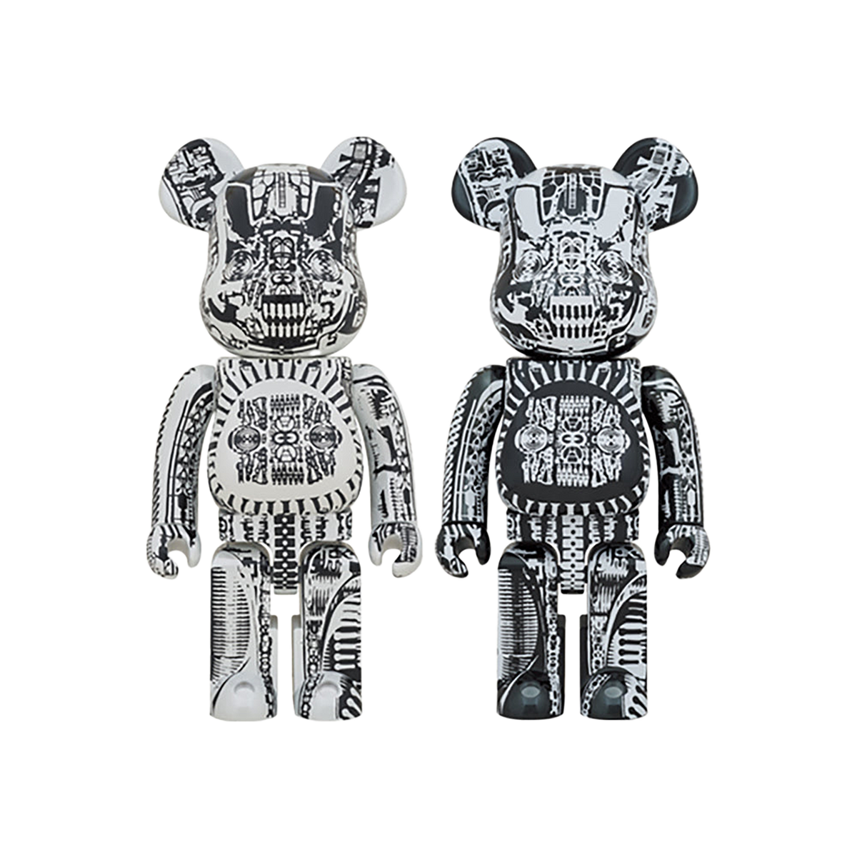 BE@RBRICK H.R.GIGER 1000％ WHITE CHROME Ver.／BLACK CHROME Ver.