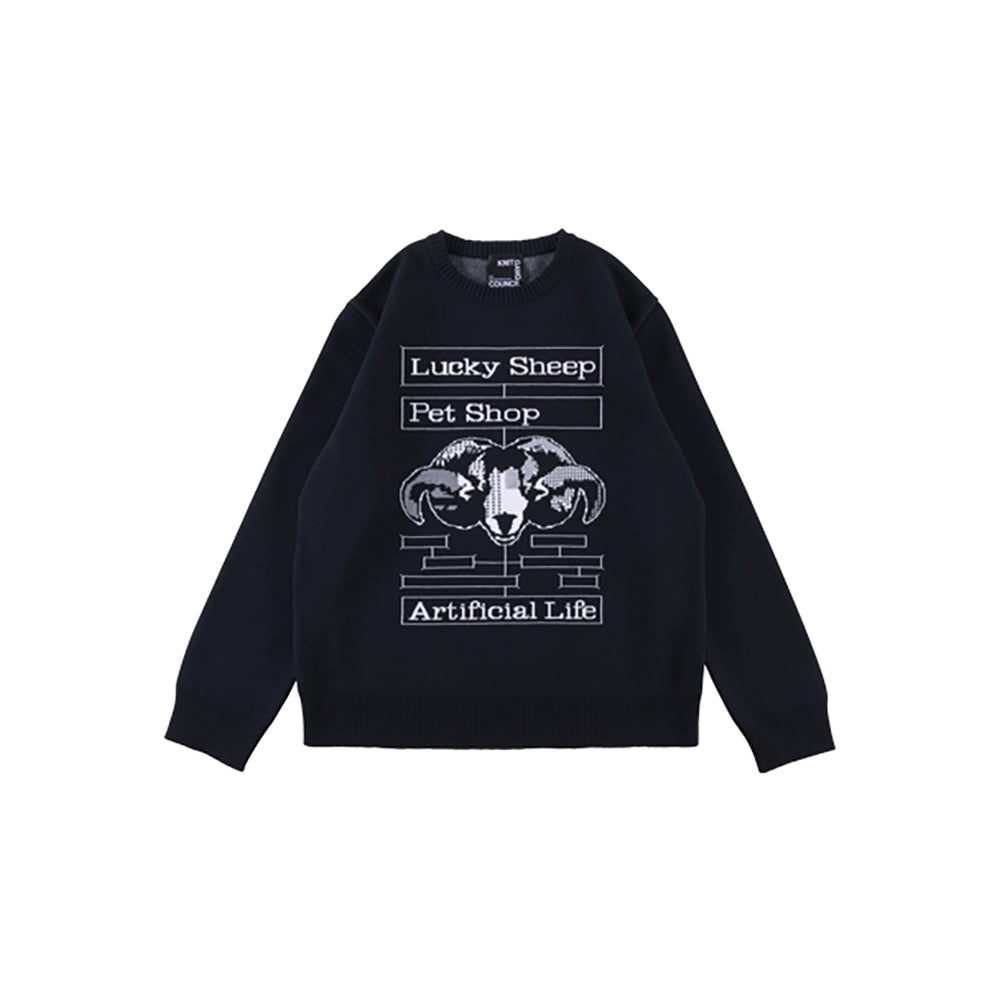 KNIT GANG COUNCIL CREW NECK SWEATER "Lucky Sheep"_0