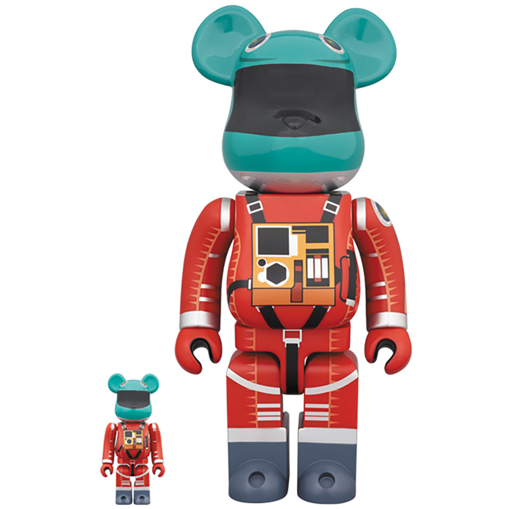 BE@RBRICK SPACE SUIT GREEN HELMET & ORANGE SUIT Ver.100％ & 400％_0