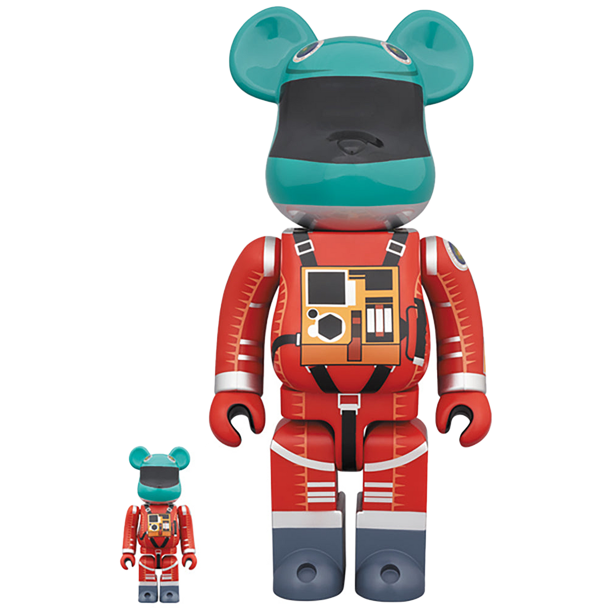 BE@RBRICK SPACE SUIT GREEN HELMET & ORANGE SUIT Ver.100％ & 400％