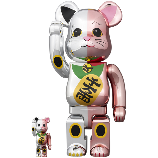 BE@RBRICK Manekineko Ten million ryo Silver Plated × Peach Gold Plated 100% & 400%