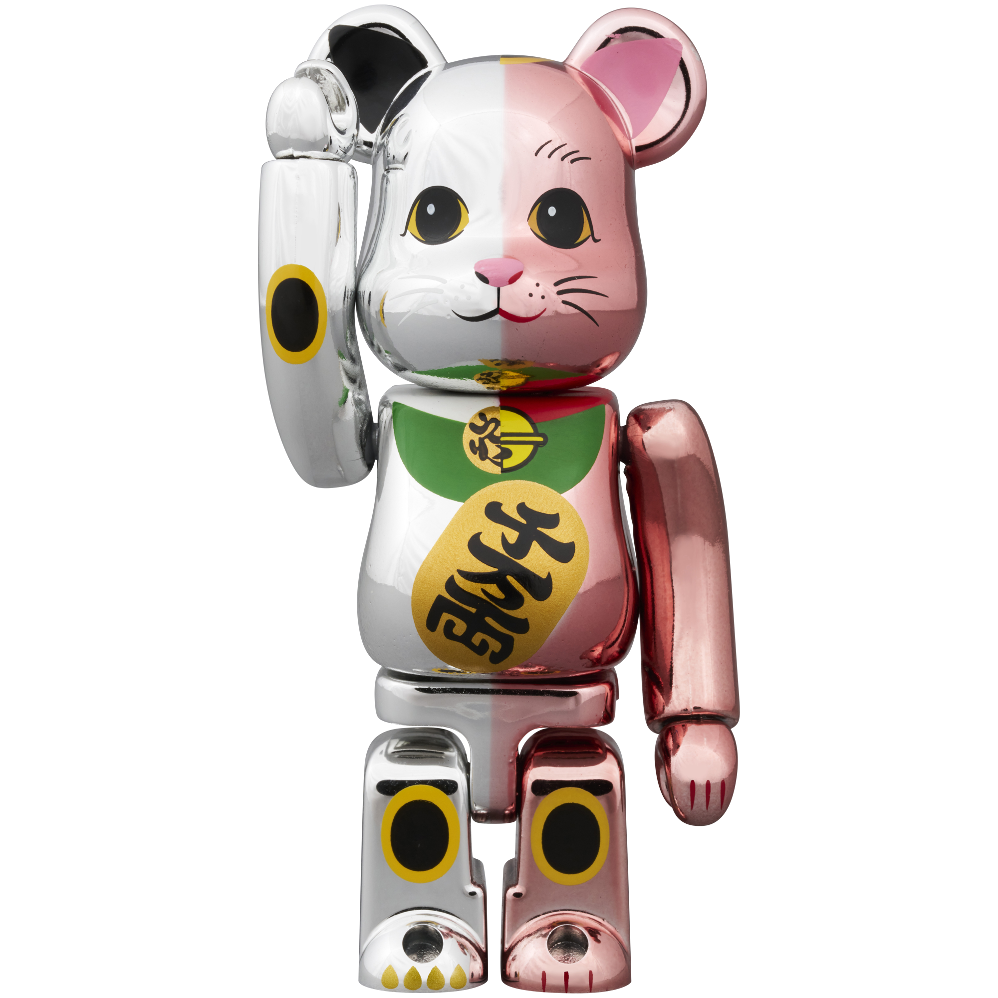招き猫　ベアブリック 桃金メッキ　千万両 BE@RBRICK 招き猫 千万両 銀メッキ × 桃金メッキ 100％ & 400