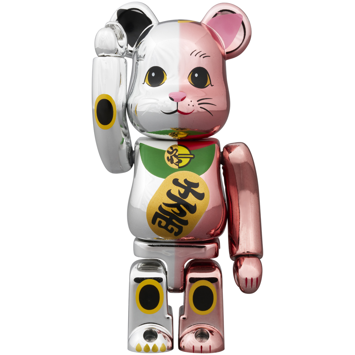 BE@RBRICK 招き猫 千万両 銀メッキ × 桃金メッキ 100％ & 400