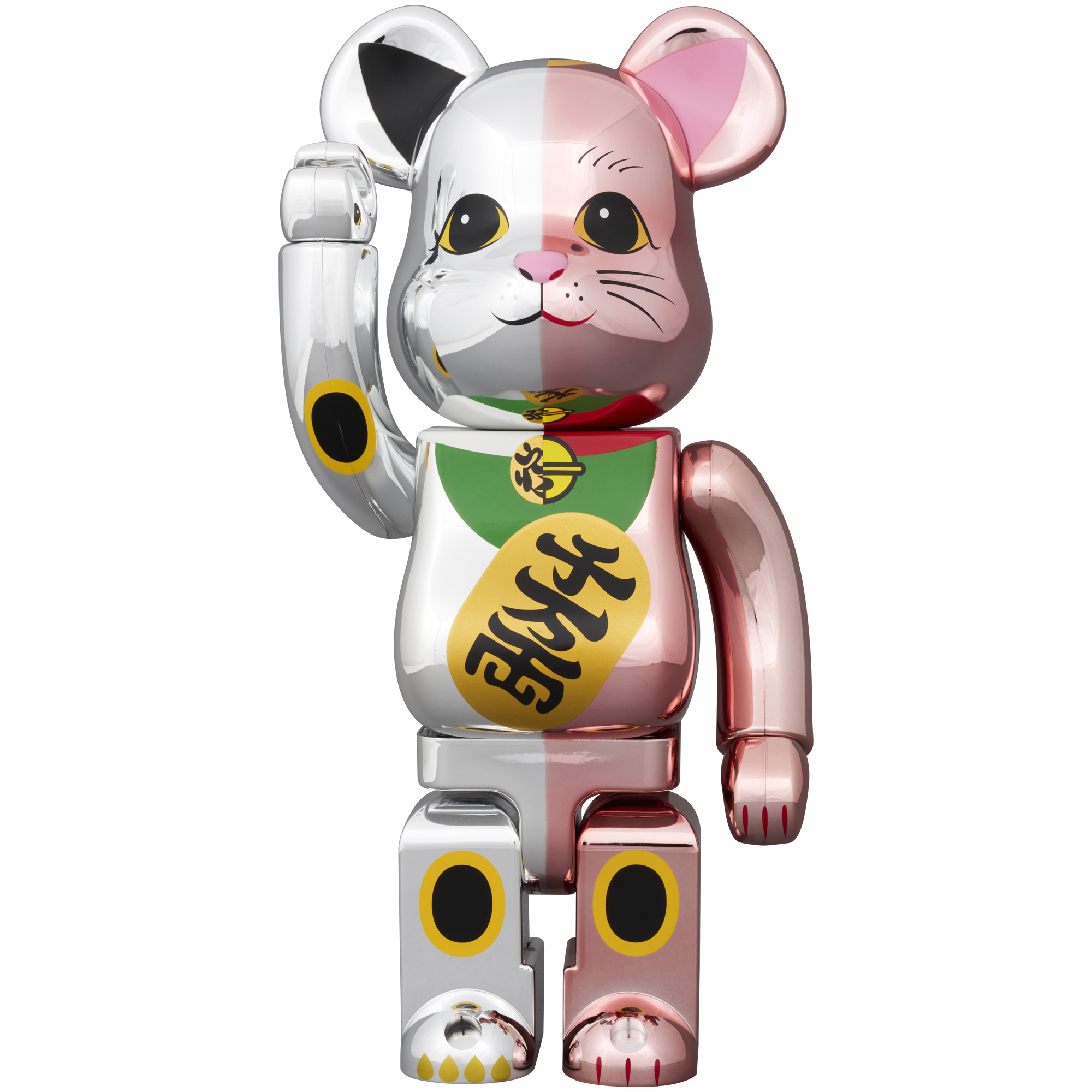 BE@RBRICK 招き猫 千万両 銀メッキ × 桃金メッキ 100％ & 400