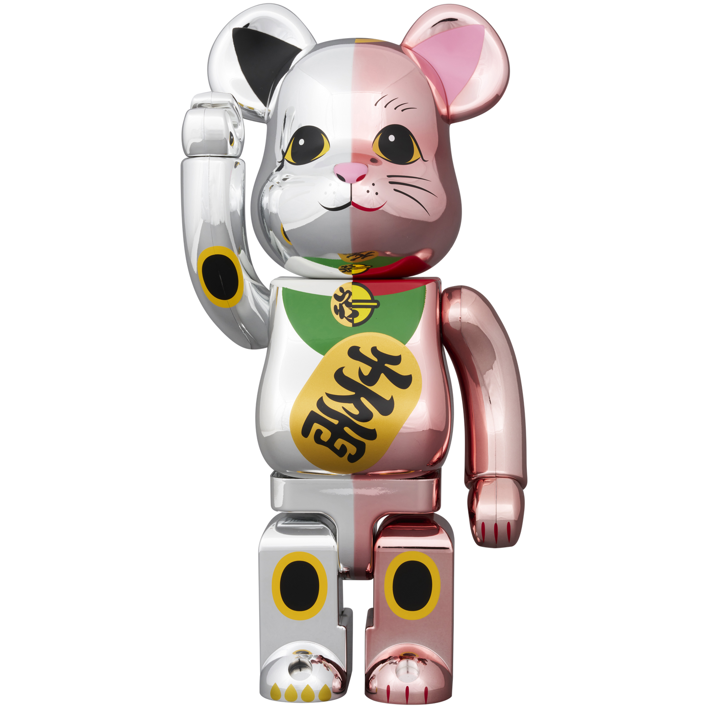 BE@RBRICK 招き猫 千万両 銀メッキ × 桃金メッキ 100％ & 400