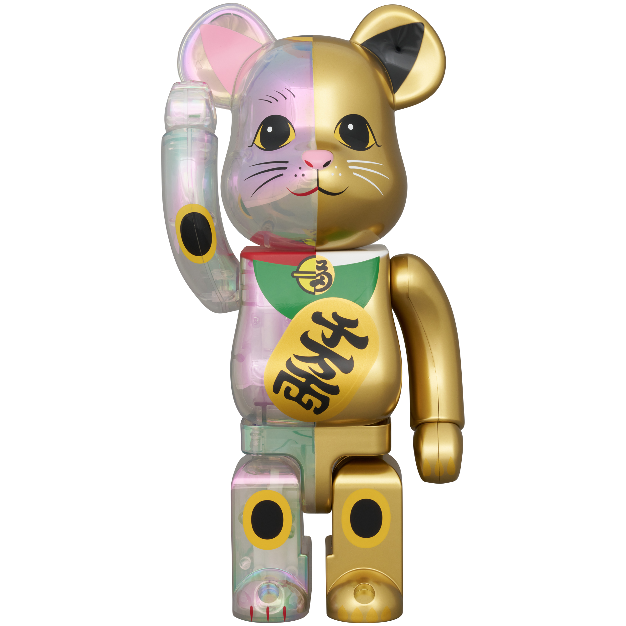 BE@RBRICK Maneki Neko Clear Plating×Gold Paint Ten million ryo 100% & 400% 
