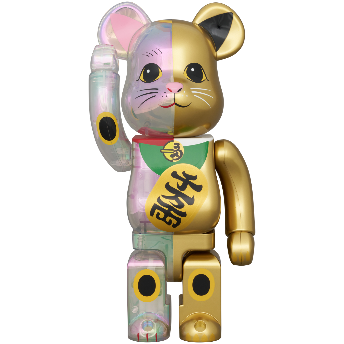 BE@RBRICK Maneki Neko Clear Plating×Gold Paint Ten million ryo 100% & 400% 