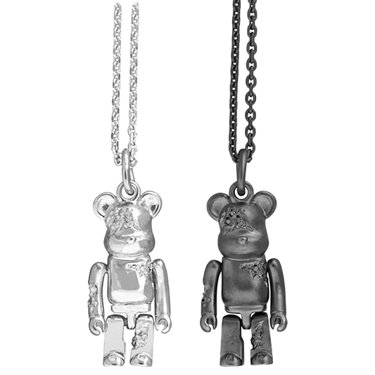 IVXLCDM BE@RBRICK CLACKED NECKLACE SILVER／BLACK