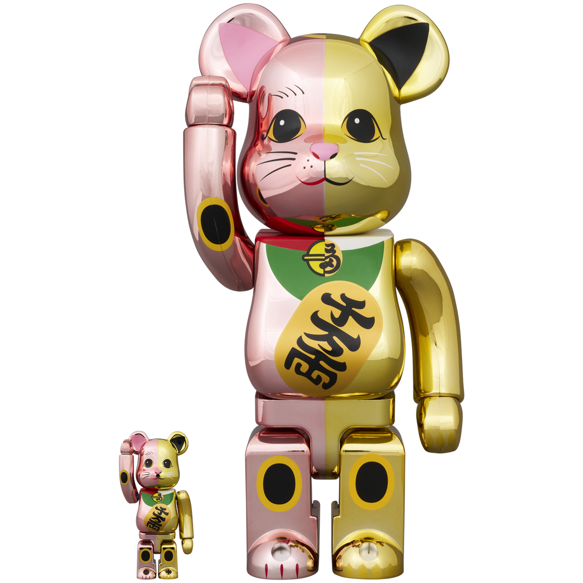 BE@RBRICK 招き猫 千万両 桃金メッキ × 金メッキ 100％ & 400