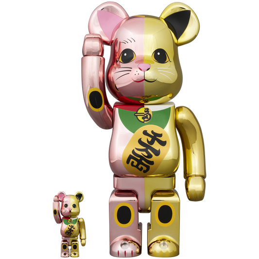 BE@RBRICK Manekineko Ten million ryo Peach Gold Plated × Gold Plated 100% & 400%