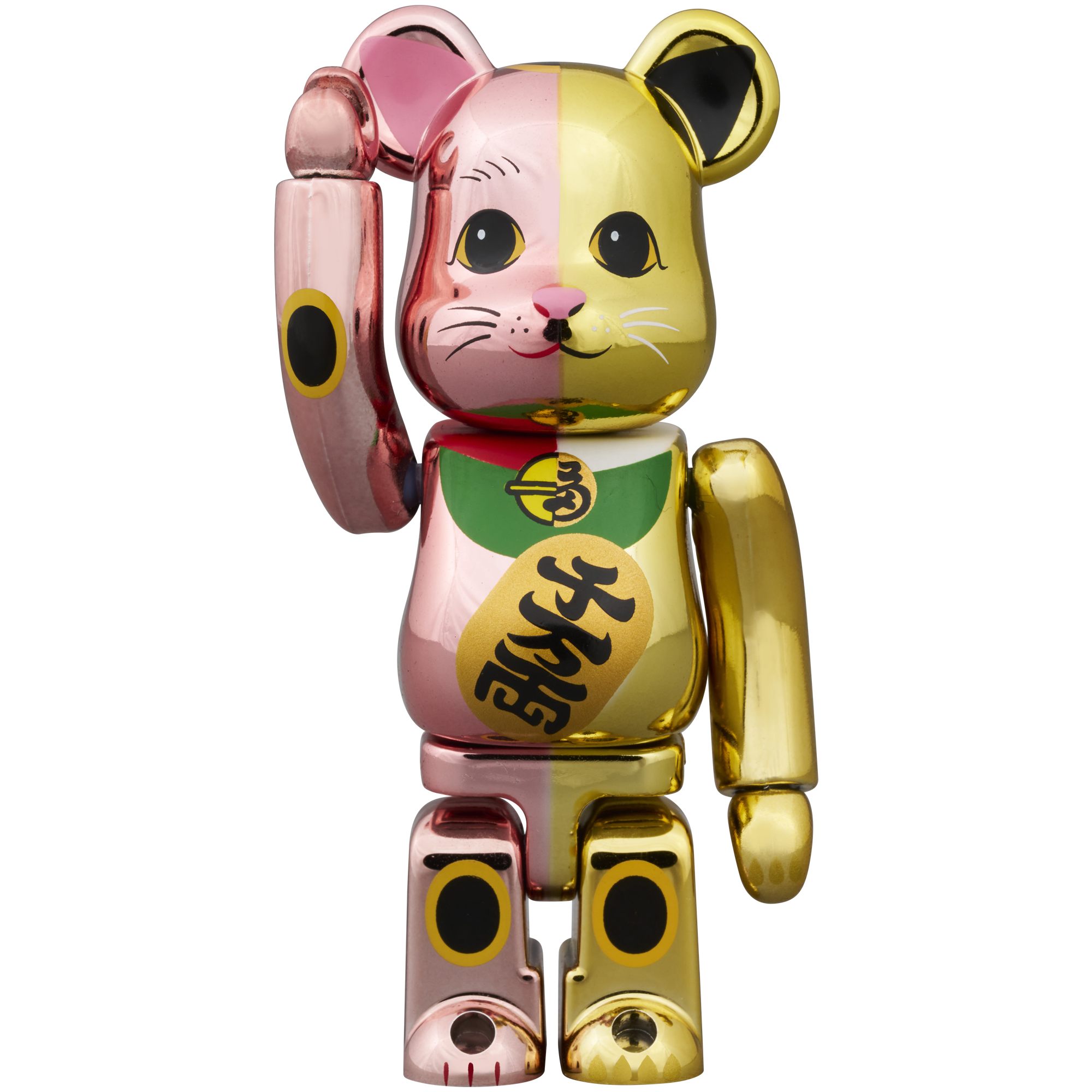 BE@RBRICK 招き猫 千万両 桃金メッキ × 金メッキ 100％ & 400