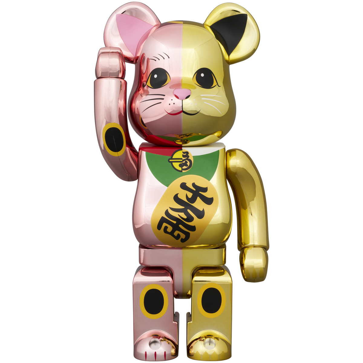 送料無料 BE@RBRICK 招き猫 金運 金メッキ 参 100% 5個 BE@RBRICK 招き猫 千万両 桃金メッキ × 金メッキ 100％ & 400
