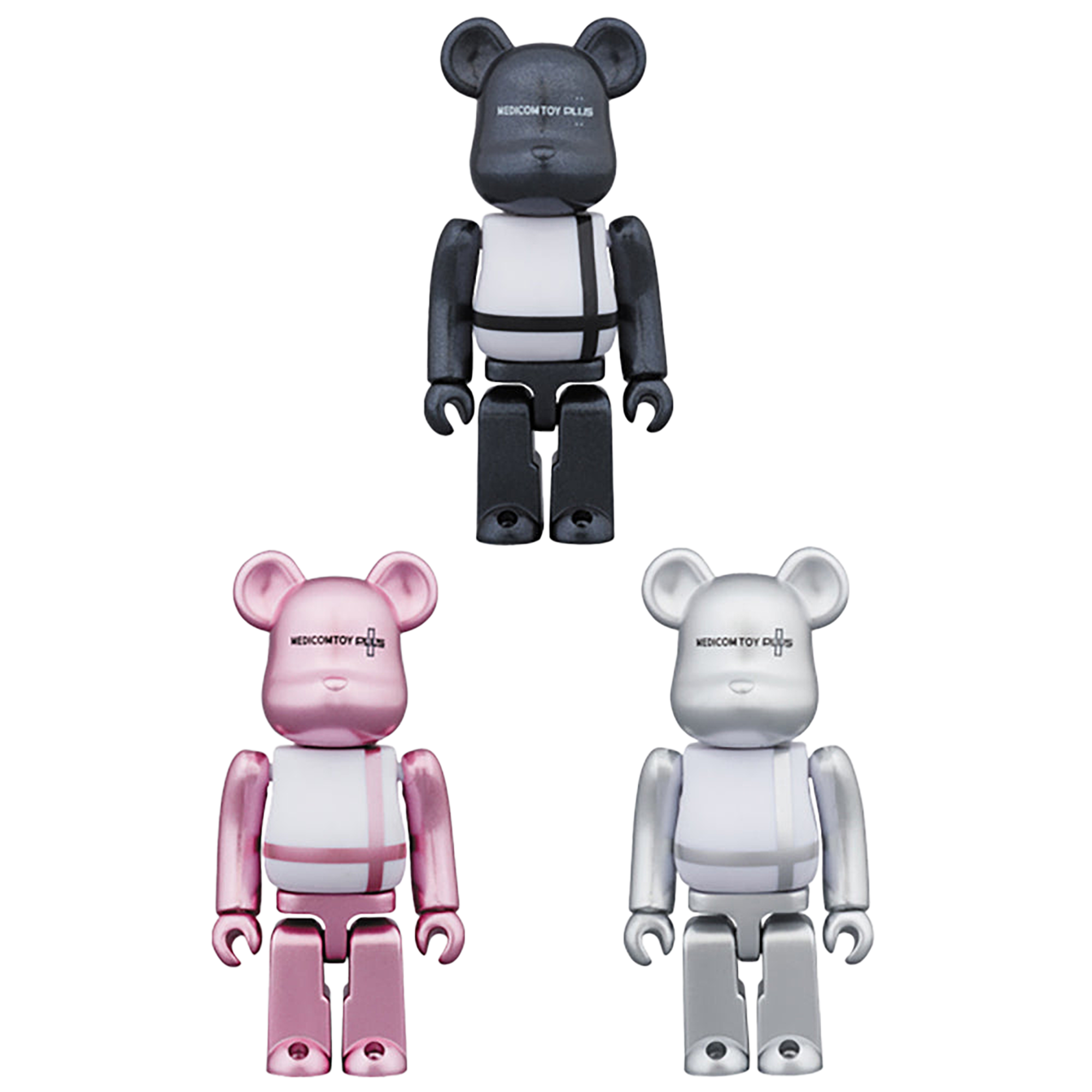 BE@RBRICK MEDICOM TOY PLUS BLACK／PINK／SILVER 100％
