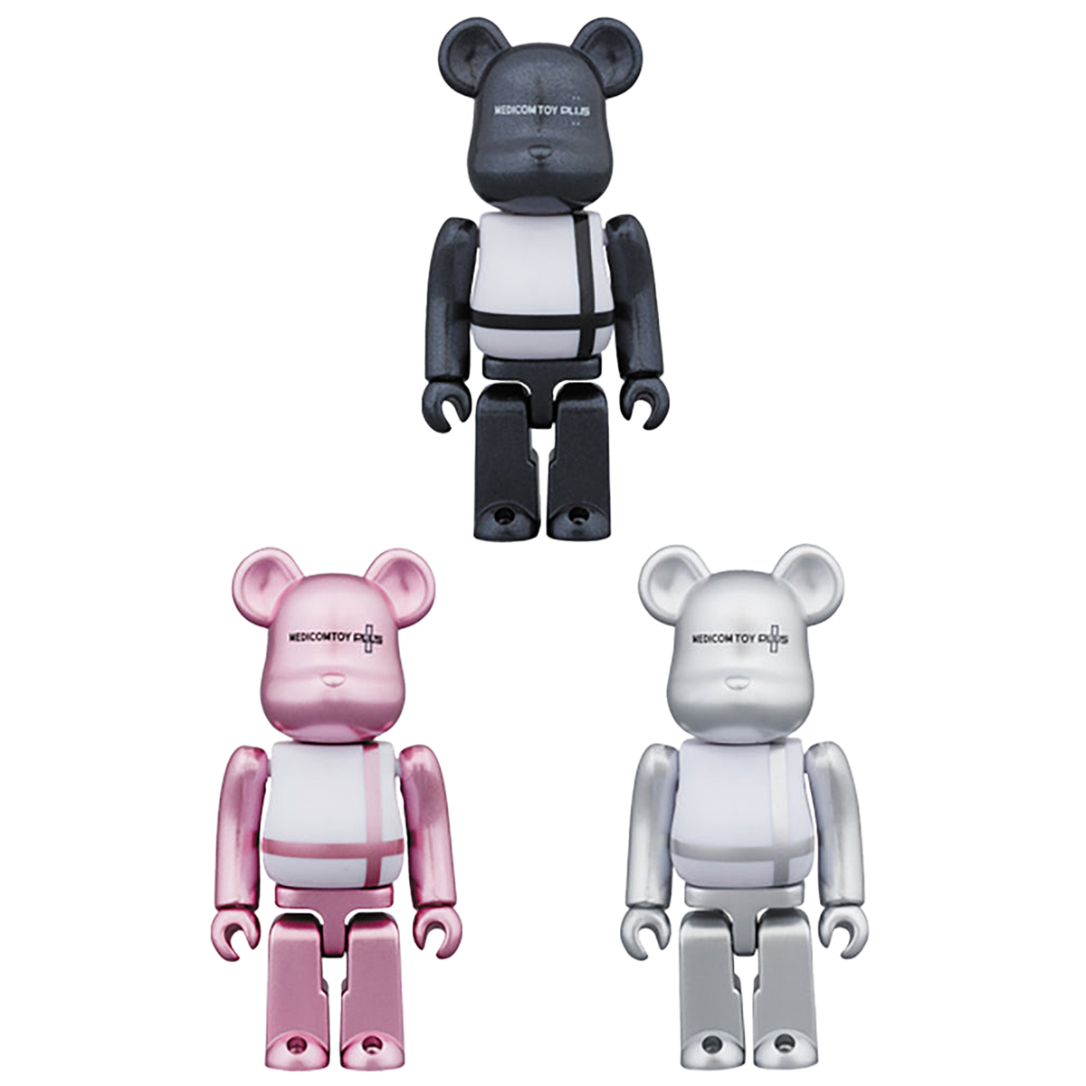 BE@RBRICK MEDICOM TOY PLUS BLACK／PINK／SILVER 100％