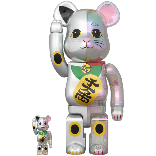 BE@RBRICK 招き猫 銀塗装×透明メッキ 千万両 100％ & 400％ | MEDICOM