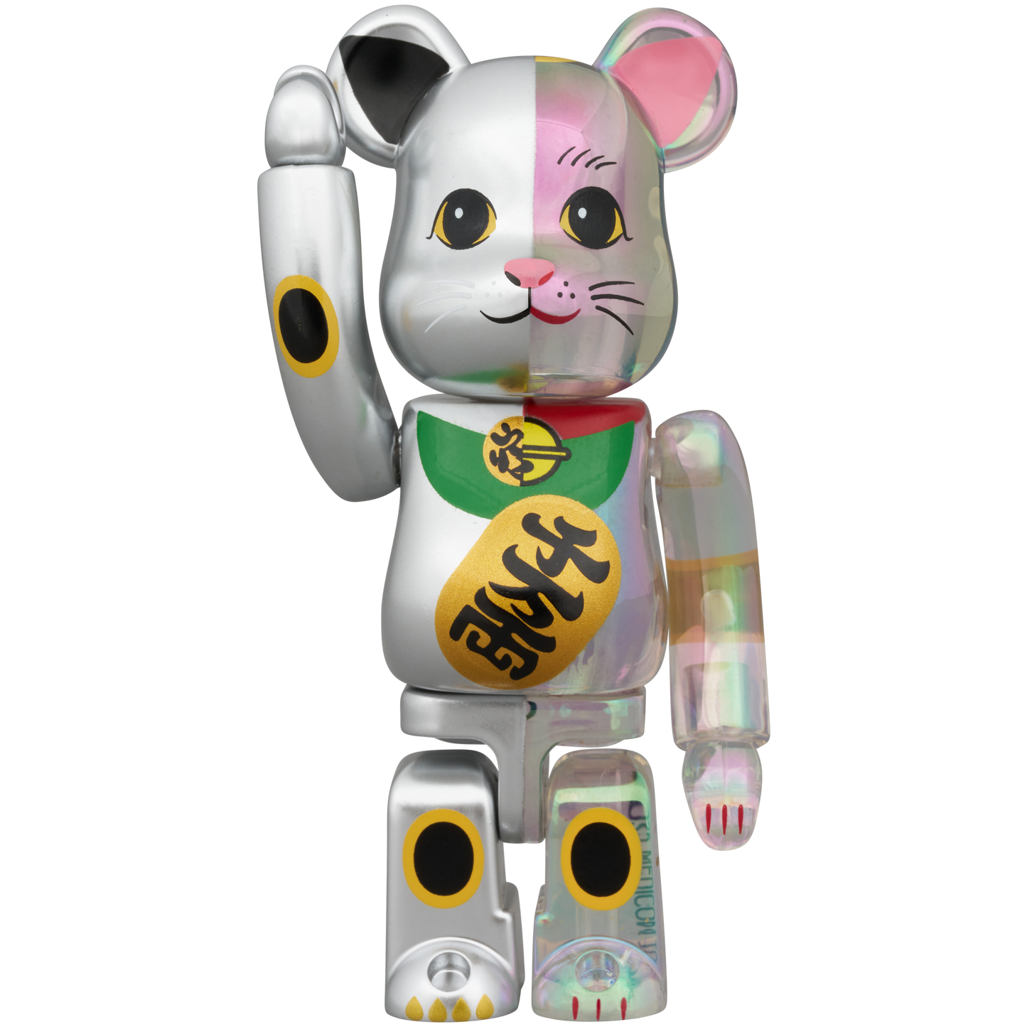 BE@RBRICK Maneki Neko Silver Paint×Clear Plating Ten million ryo 100% & 400% 