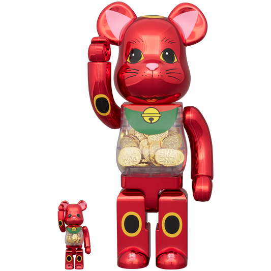 BE@RBRICK Maneki Neko with Koban Ten million ryo Plum Gold Plated 100% & 400%