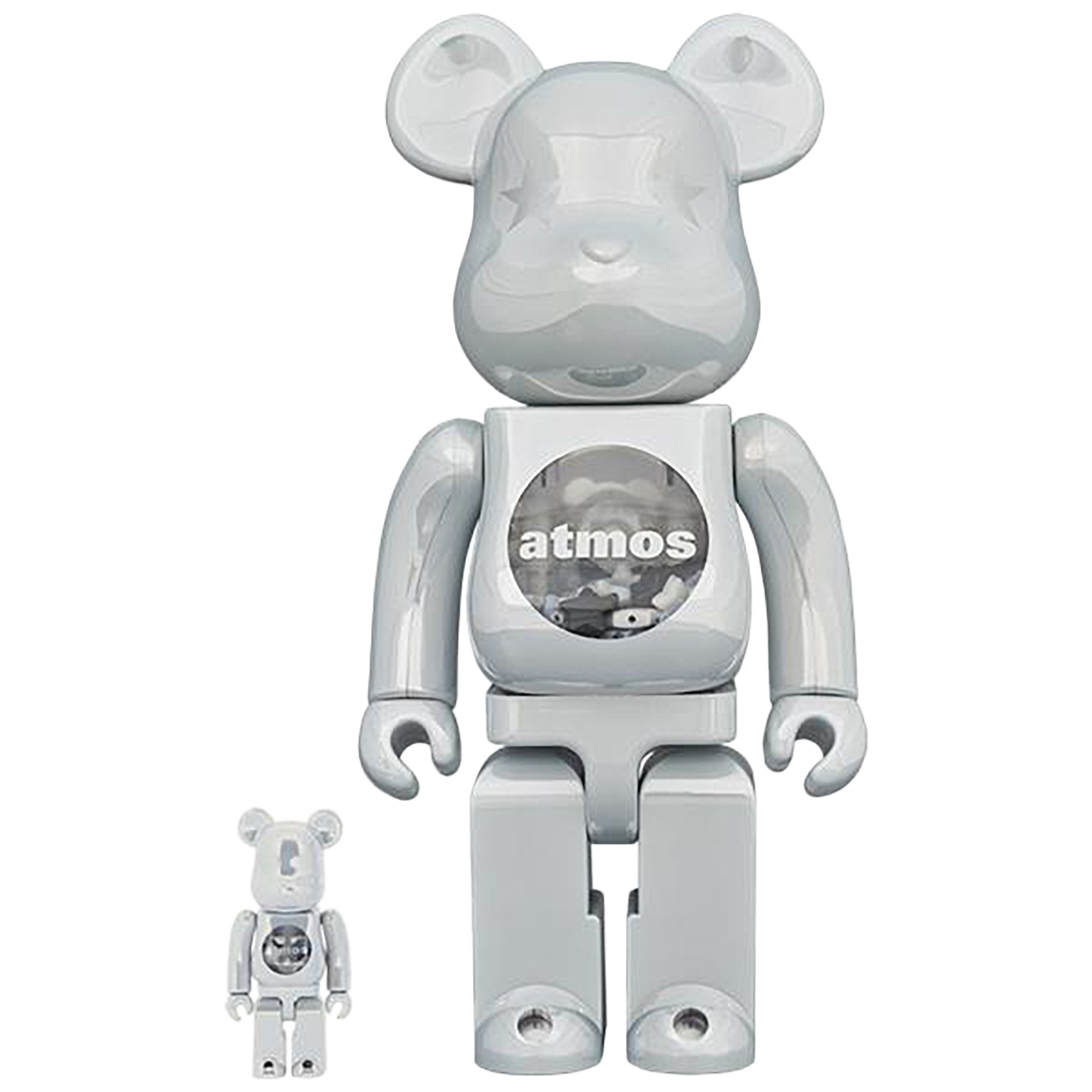 BE@RBRICK atmos WHITE CHROME Ver. 100％ & 400％