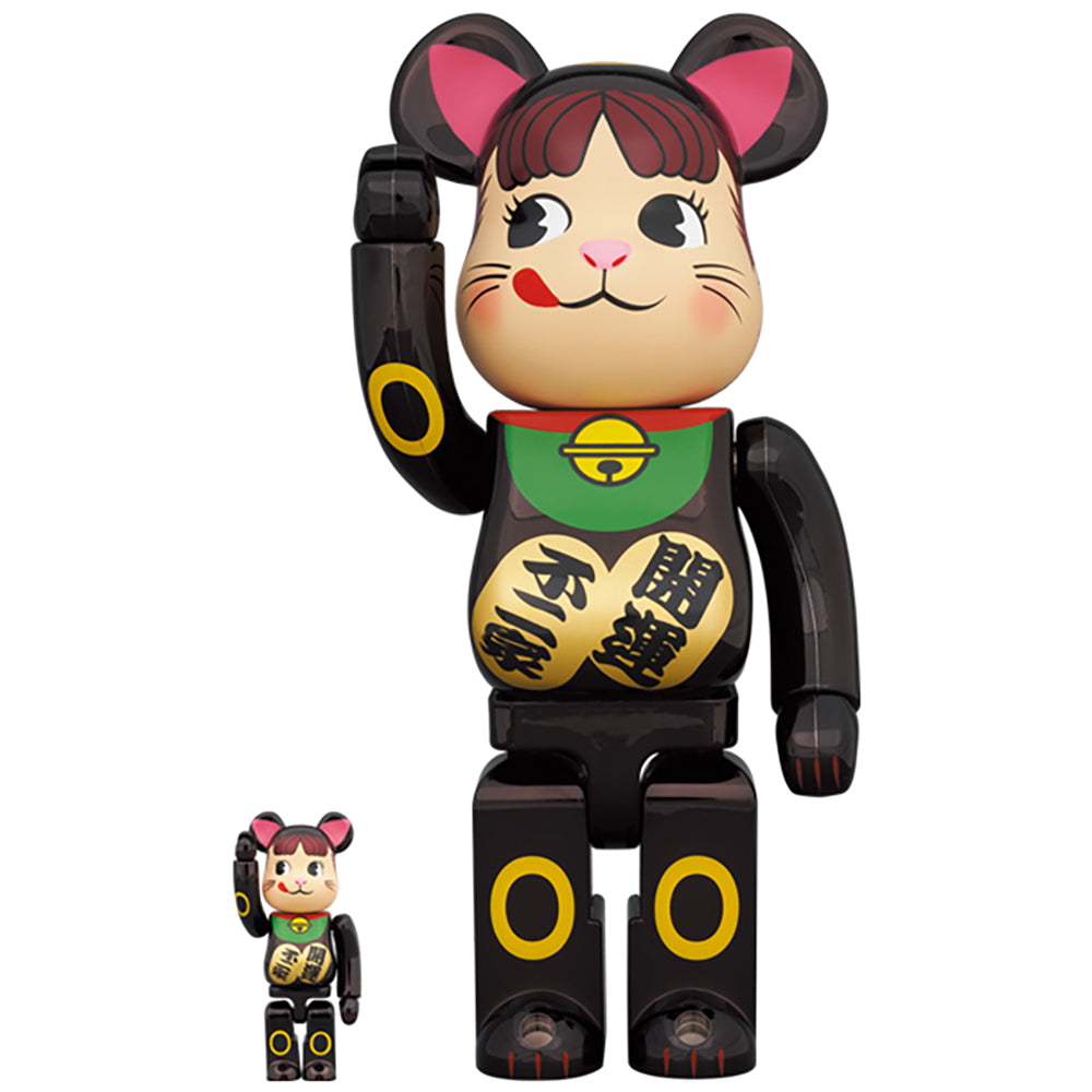 BE@RBRICK 招き猫 ペコちゃん 黒メッキ 100％ ＆ 400％_0