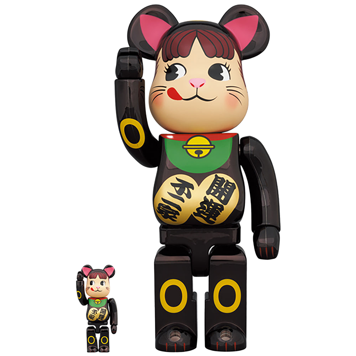 BE@RBRICK 招き猫 ペコちゃん 黒メッキ 100％ ＆ 400％