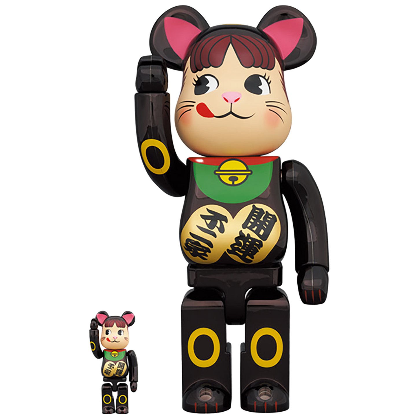 BE@RBRICK 招き猫 ペコちゃん 黒メッキ 100％ ＆ 400％