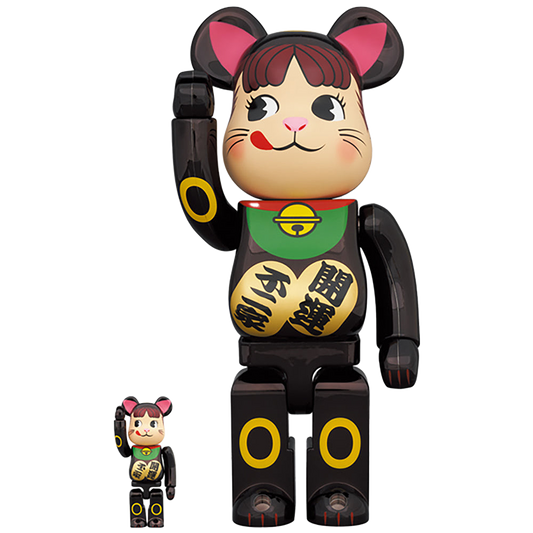 BE@RBRICK 招き猫 ペコちゃん 黒メッキ 100％ ＆ 400％