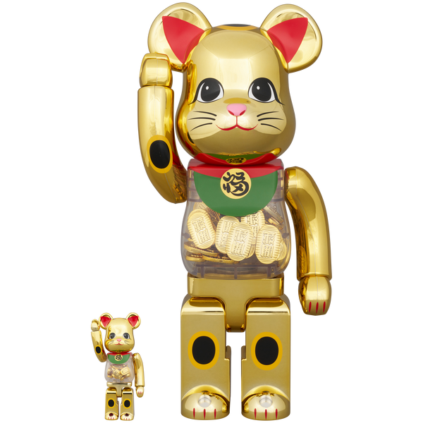 BE@RBRICK 招き猫 小判 開運 弍 金メッキ 100％ & 400％ | MEDICOM TOY