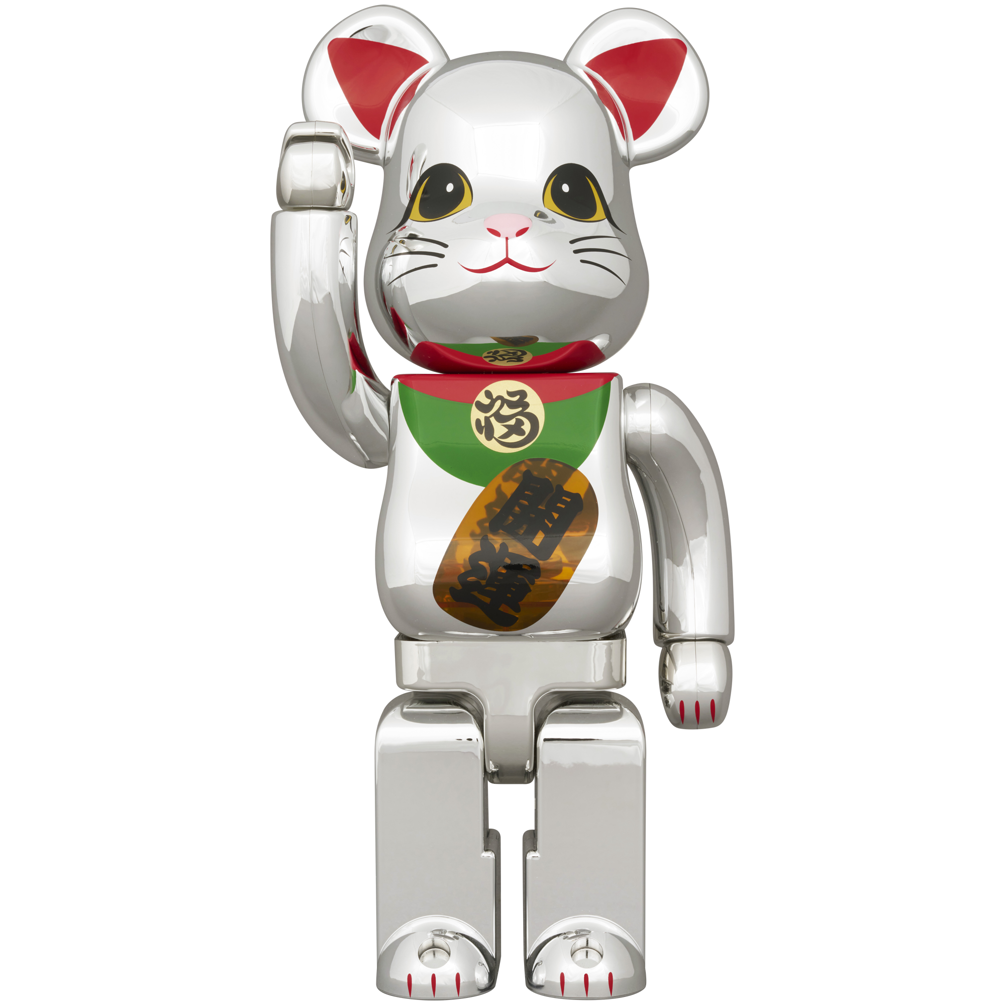BE@RBRICK Maneki Neko Good Luck Silver Plated Luminous 400％