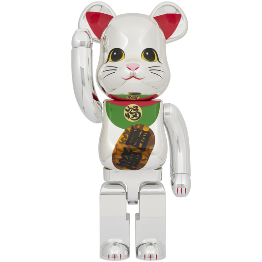 BE@RBRICK Maneki Neko Good Luck Silver Plated Luminous 1000％