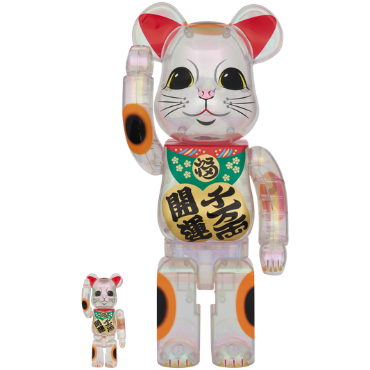 BE@RBRICK Maneki Neko Good luck・Ten million ryo Clear Plating 100％ & 400％