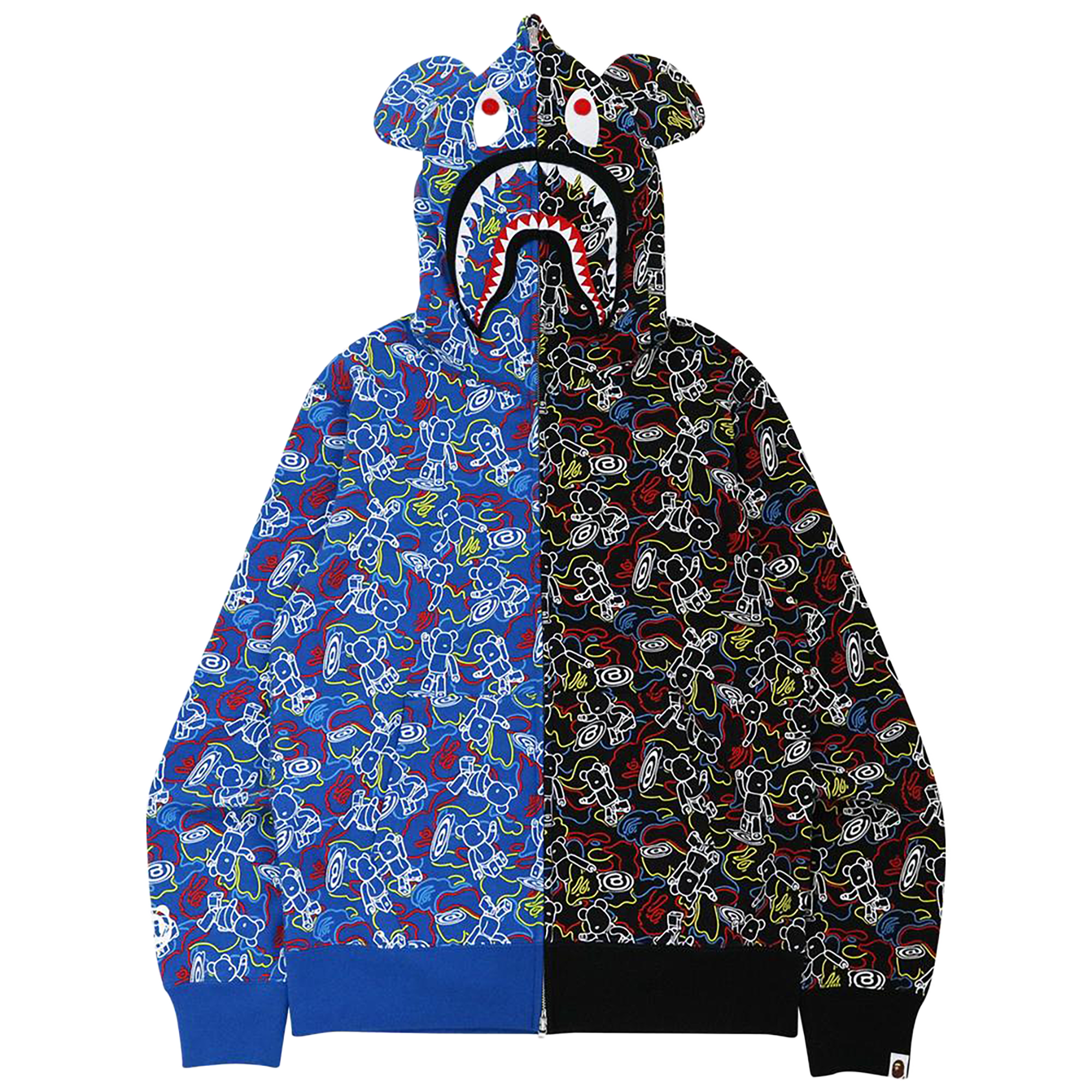 BE@RBRICK CAMO BE@R SHARK HALF FULL ZIP HOODIE