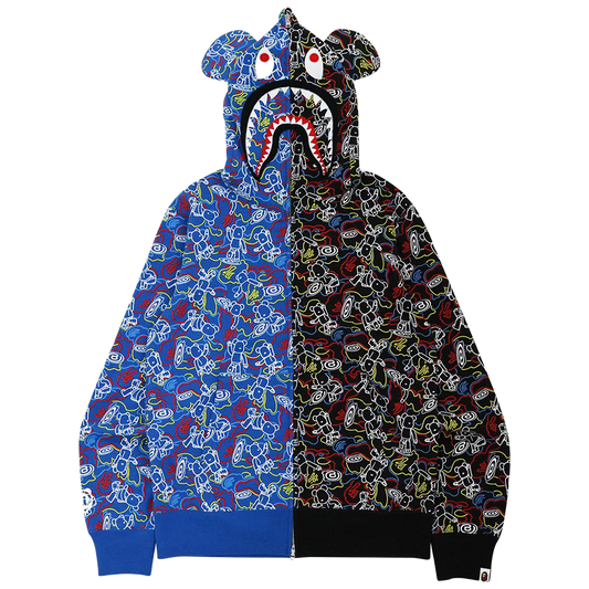 BE@RBRICK 迷彩 BE@R 鲨鱼半全拉链连帽衫
