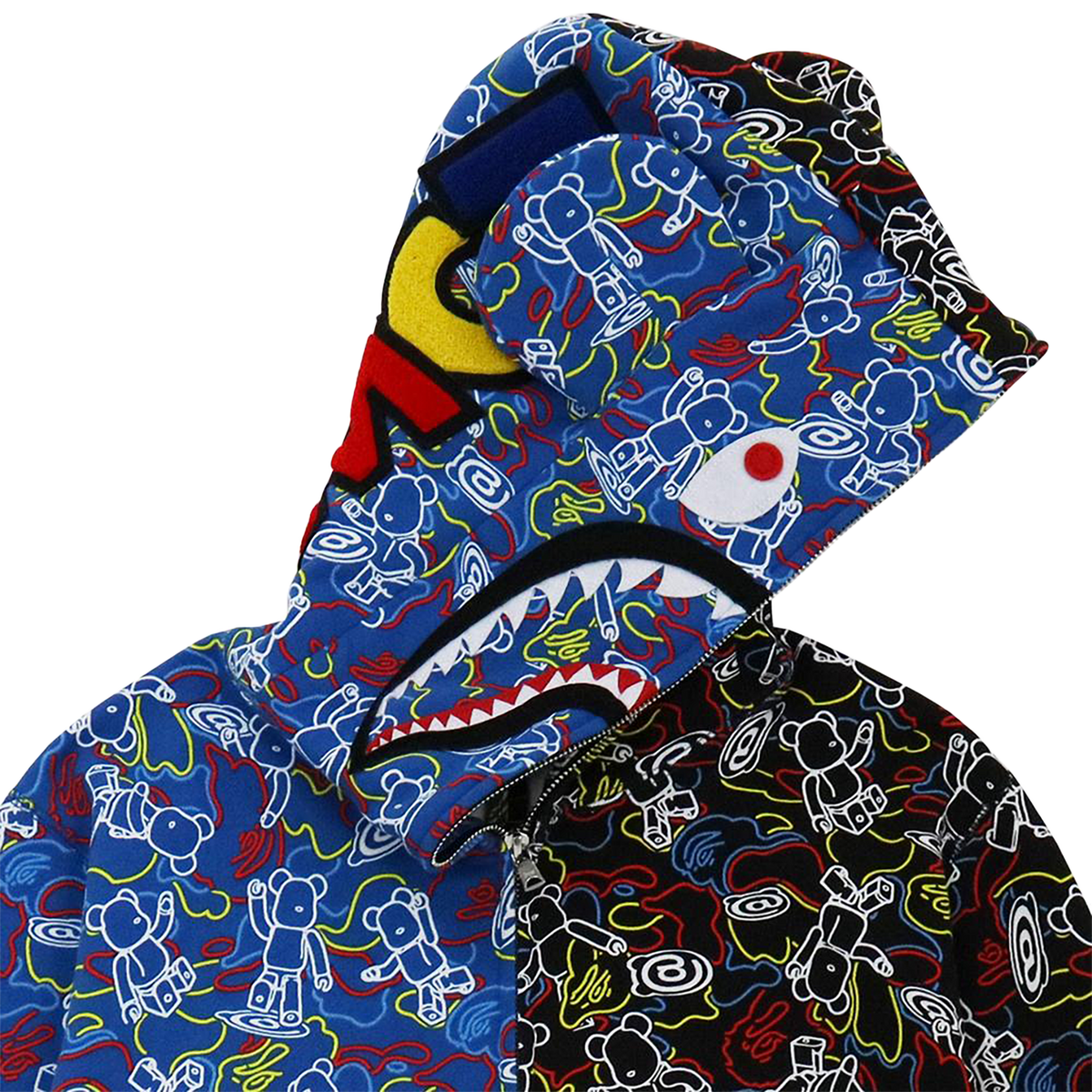 BE@RBRICK CAMO BE@R SHARK HALF FULL ZIP HOODIE